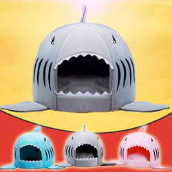 Shark Cat House with Removable Bed Cushion